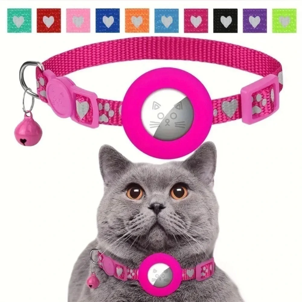 Reflective Collar For Cats With Bell and Silicone Holder For Tracker New